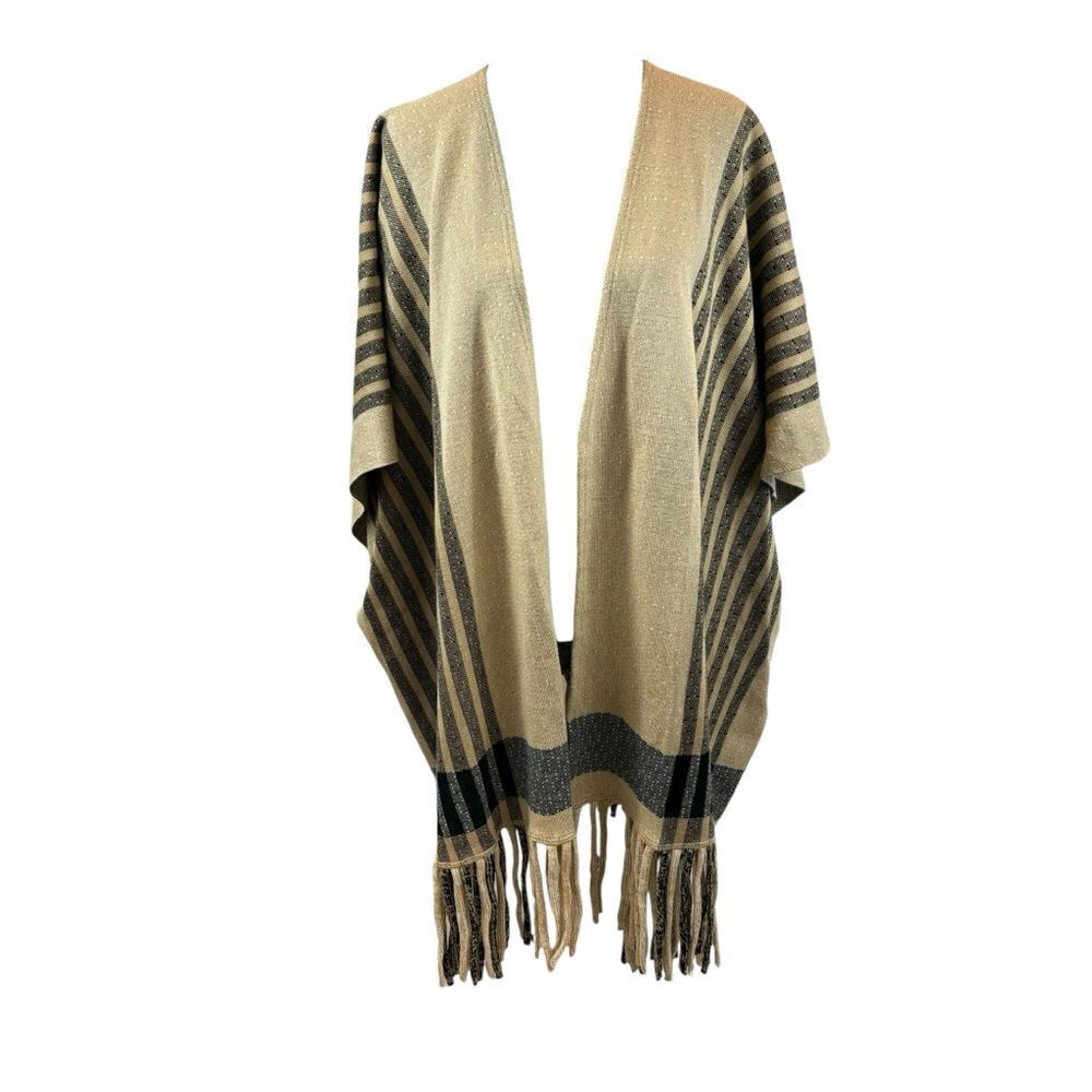 Ladies Angel Apparel Fringe Poncho Wrap, Ruana Style Size Small - Picture 4 of 8